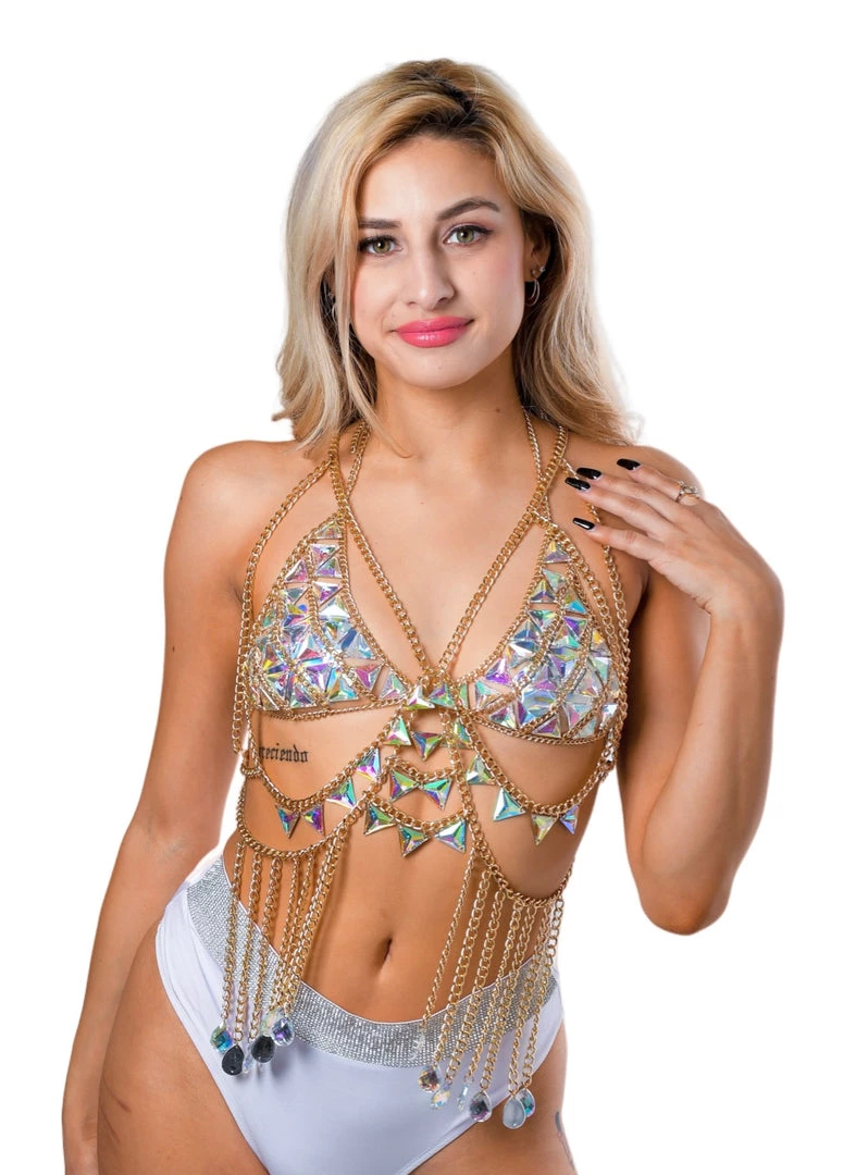 THE LUMI SHOP Gold Gem Body Jewelry Top (2 Piece) Tops 4 THE LUMI SHOP Gold Gem Body Jewelry Top (2 Piece) Tops