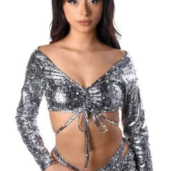 THE LUMI SHOP Metallic Pearl Snake Skirt Set