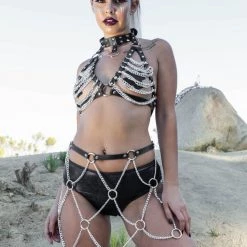 THE LUMI SHOP Techno Black Harness Chain Top