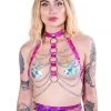 THE LUMi SHOP Space Hologram Harness Set - Rose Pink (2 Pcs) Sequin Sets