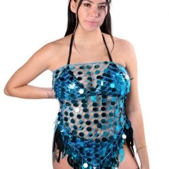 THE LUMi SHOP Aqua Sequin Wrap Skirt SPRING 2022