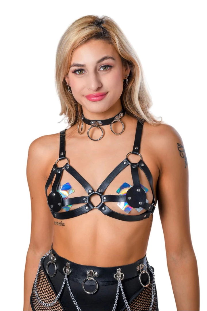 THE LUMi SHOP Burner Vegan Leather Harness Bra Top Tops 3 THE LUMi SHOP Burner Vegan Leather Harness Bra Top Tops