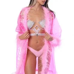 THE LUMI SHOP SUMMER 2022 Specialty Fuzzy Kimono- Pink Iridescent Diva