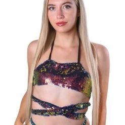 THE LUMI SHOP Karmic Energy Sequin Tie Top