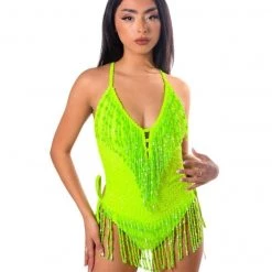 THE LUMI SHOP SPRING 2022 Hand Stitched Bodysuit-Neon Lime
