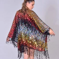 Lumishopusa Disco Sequin Tassel Kimono - Midnight Fairy