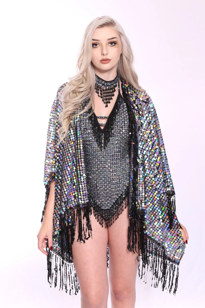 THE LUMi SHOP Disco Sequin Tassel Kimono - Holographic Signature Sequin Kimonos 13 THE LUMi SHOP Disco Sequin Tassel Kimono - Holographic Signature Sequin Kimonos