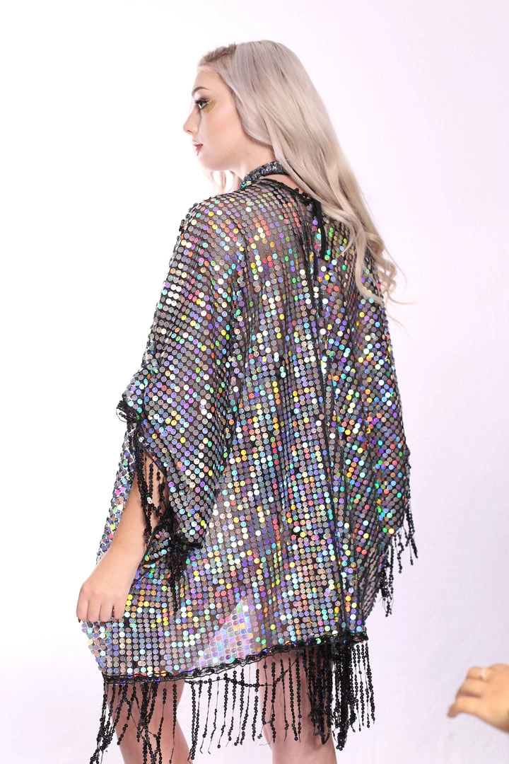 THE LUMi SHOP Disco Sequin Tassel Kimono - Holographic Signature Sequin Kimonos 12 THE LUMi SHOP Disco Sequin Tassel Kimono - Holographic Signature Sequin Kimonos