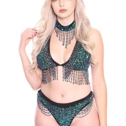 THE LUMi SHOP Hand Stitched Sequin Bra Top- Chameleon HAND-STITCHED