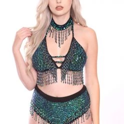 THE LUMi SHOP Hand Stitched Sequin High Waisted Bottoms- Chameleon HAND-STITCHED