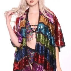 Lumishopusa Signature Sequin Kimonos Disco Sequin Kimono - Rainbow Trip