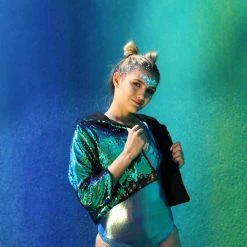 THE LUMi SHOP Reversible Sequin Jacket - Peacock Sequin Jackets