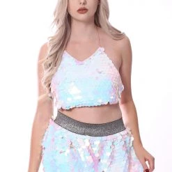 THE LUMi SHOP Sequin Sets Sequin Set (Halter Top + Mini Skirt) - Ice Flake