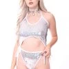 THE LUMi SHOP Disco Sequin Bodysuit - Silver Holographic Sequin Bodysuits