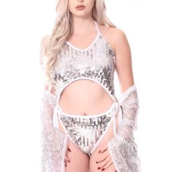 THE LUMi SHOP Disco Sequin Bodysuit - Silver