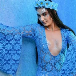THE LUMi SHOP Blue Daisy Lace Bodysuit