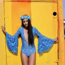 THE LUMi SHOP Blue Daisy Lace Bodysuit