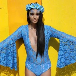 THE LUMi SHOP Blue Daisy Lace Bodysuit