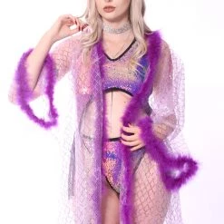THE LUMi SHOP Signature Sequin Kimonos Fuzzy Sequin Kimono - Fuchsia