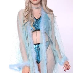 THE LUMi SHOP Fuzzy Kimono - Baby Blue