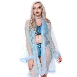 THE LUMi SHOP Fuzzy Kimono - Baby Blue