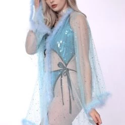 THE LUMi SHOP Fuzzy Kimono - Baby Blue