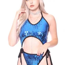 THE LUMi SHOP Sequin Bodysuits Disco Sequin Bodysuit - Royal Blue