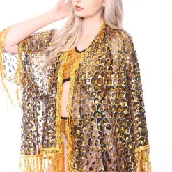 Lumishopusa Disco Tassel Sequin Kimono - Treasure