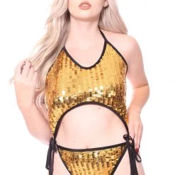 THE LUMi SHOP Sequin Bodysuits Disco Sequin Bodysuit - Gold