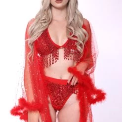 THE LUMi SHOP Fuzzy Kimono - Ruby Signature Fuzzy Kimonos