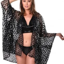 THE LUMI SHOP Sequin Kimono- Black Treasure SPRING 2022