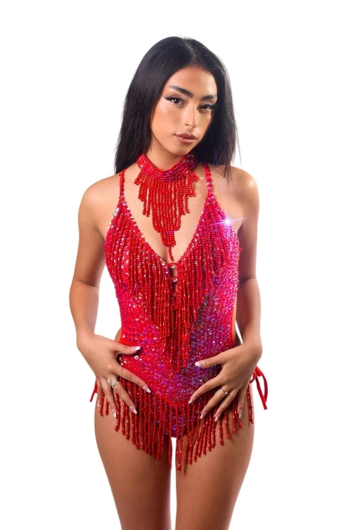 THE LUMI SHOP Hand Stitched Bodysuit- Disco Rose 6 THE LUMI SHOP Hand Stitched Bodysuit- Disco Rose