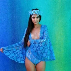 THE LUMi SHOP Blue Daisy Lace Bodysuit
