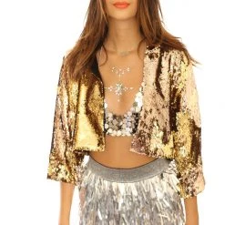 THE LUMi SHOP Reversible Sequin Jacket - Gold & Silver