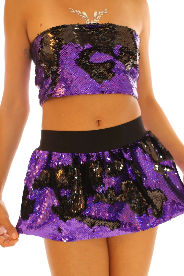 THE LUMi SHOP Violet/Black Hologram Skirt Skirts 4 THE LUMi SHOP Violet/Black Hologram Skirt Skirts