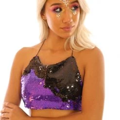 THE LUMi SHOP Violet/Black Hologram Top