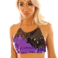 THE LUMi SHOP Violet/Black Hologram Top