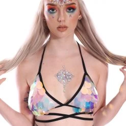 THE LUMi SHOP Mermaid Scales Sequin Triangle Top Sequin Tops