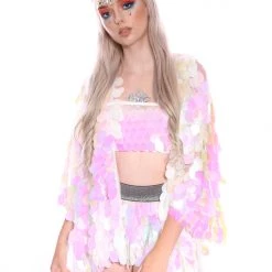 THE LUMi SHOP Cotton Pink Sequin Kimono