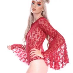 THE LUMi SHOP Lace Bodysuit - Vintage Red