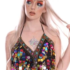 THE LUMi SHOP Rainbow Mix Meridian Queen Halter Top Tops