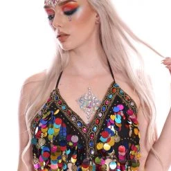 THE LUMi SHOP Rainbow Mix Meridian Queen Halter Top Tops