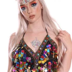 THE LUMi SHOP Rainbow Mix Meridian Queen Halter Top Tops