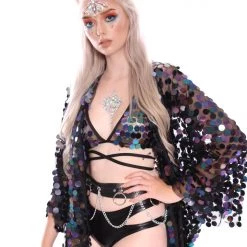 THE LUMi SHOP Signature Sequin Kimonos Dark Ocean Sequin Kimono