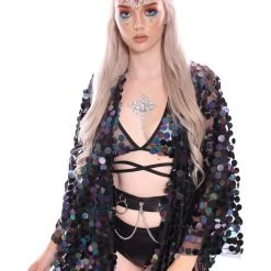 THE LUMi SHOP Signature Sequin Kimonos Dark Ocean Sequin Kimono