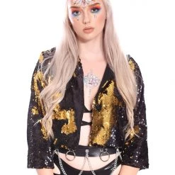 THE LUMi SHOP Sequin Jackets Reversible Sequin Jacket - Black & Gold