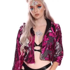 THE LUMi SHOP Reversible Sequin Jacket - Pink Sequin Jackets