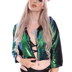 THE LUMi SHOP Reversible Sequin Jacket - Peacock Sequin Jackets