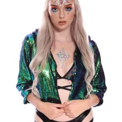 THE LUMi SHOP Reversible Sequin Jacket - Peacock Sequin Jackets