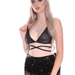 THE LUMi SHOP Holographic Sequin Skirt - Midnight Elf Sequin Skirts